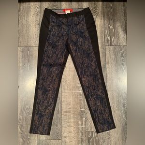 Cartonnier Pants Women 0 Black Blue Gold Tapered Leg Anthropologie Charlie Panel